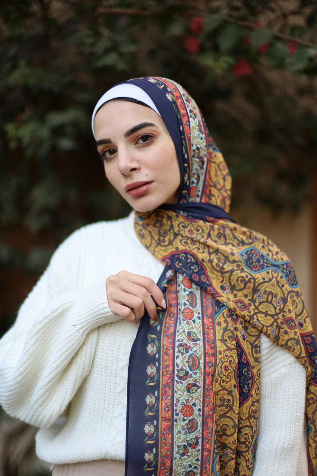 Satin Printed Hijab Headscarf