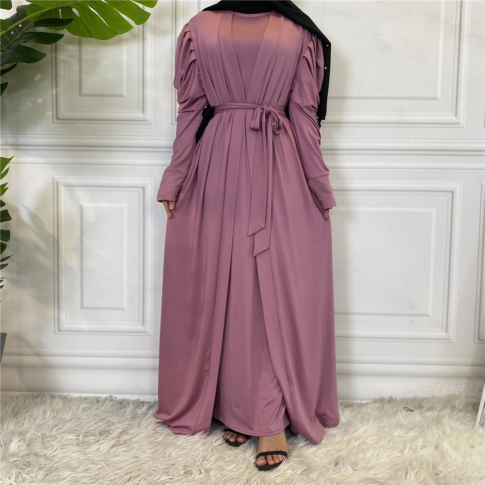 Fashion Women's Solid Muslim Cardigan Abaya