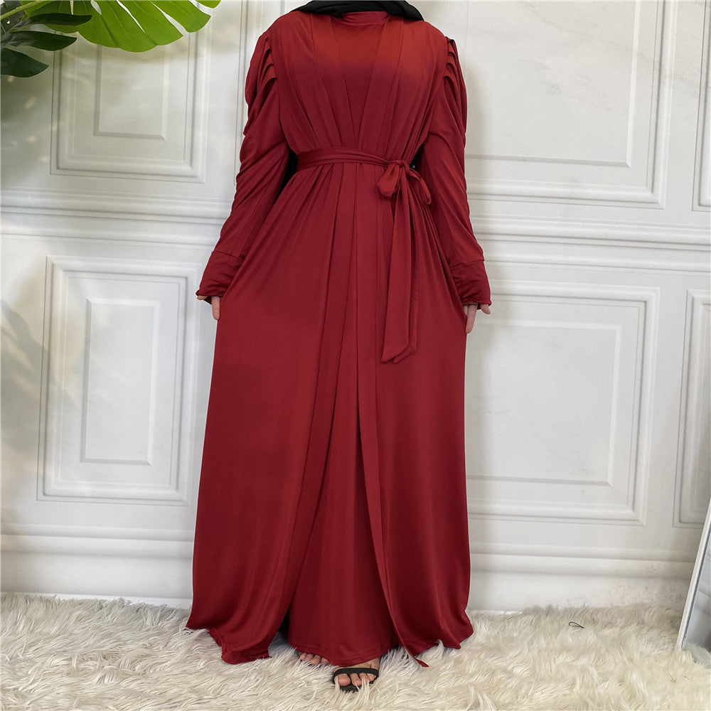 Fashion Women's Solid Muslim Cardigan Abaya