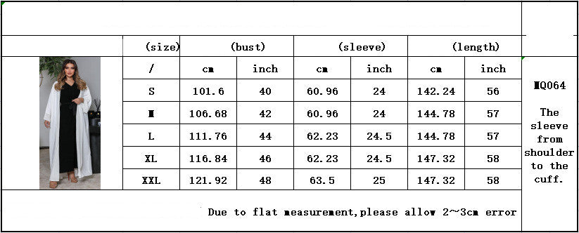 Muslim Ice Silk Chiffon Patchwork Open Kaftan