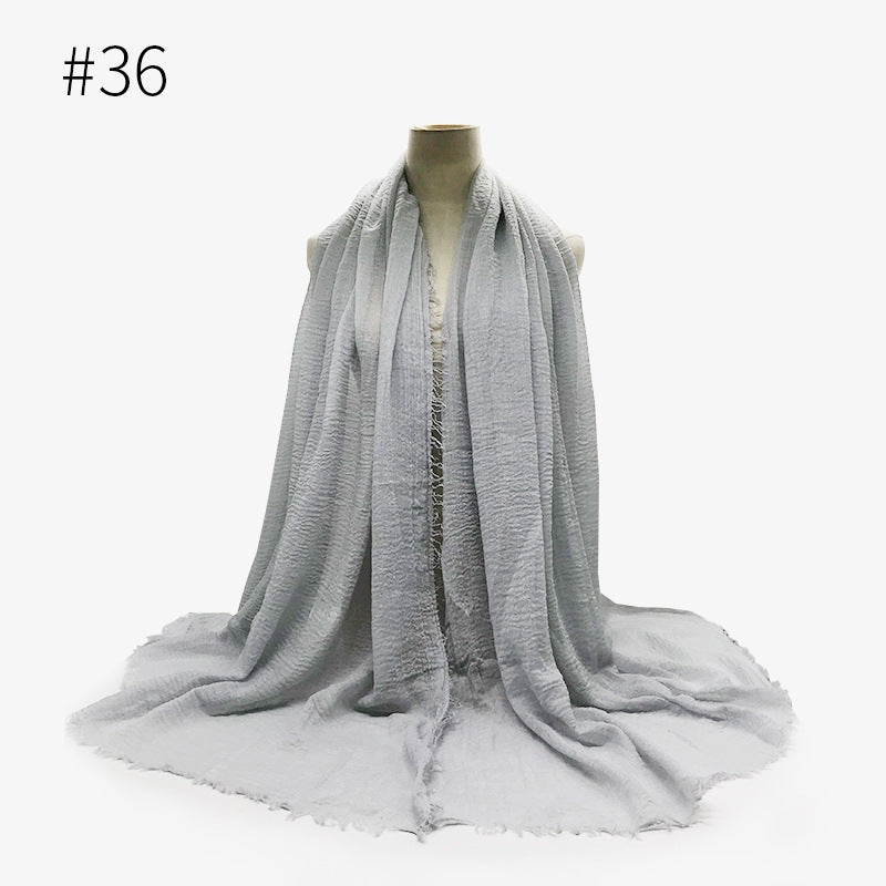 Soft Solid Plain Bubble Cotton Scarf