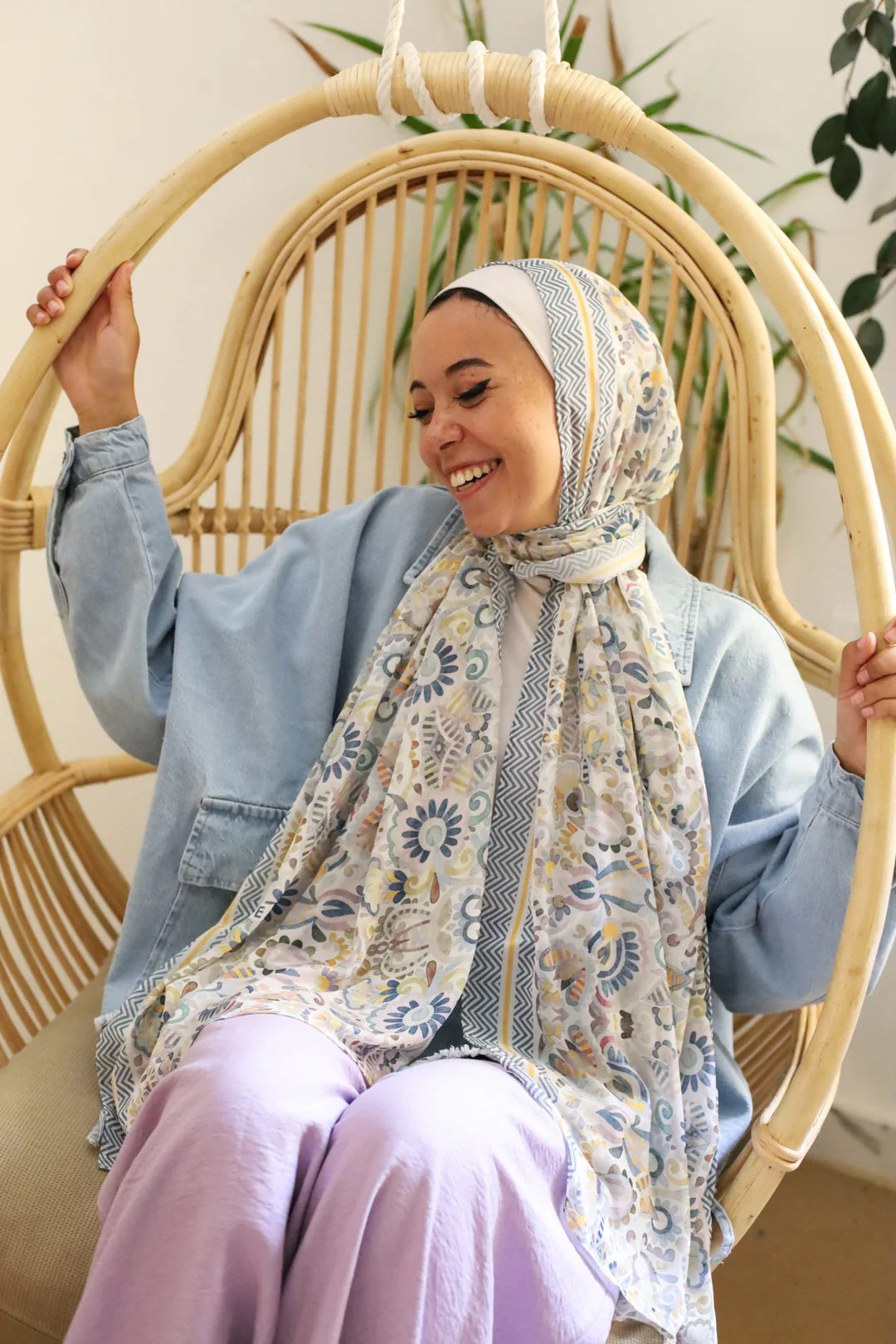 Satin Printed Hijab Headscarf