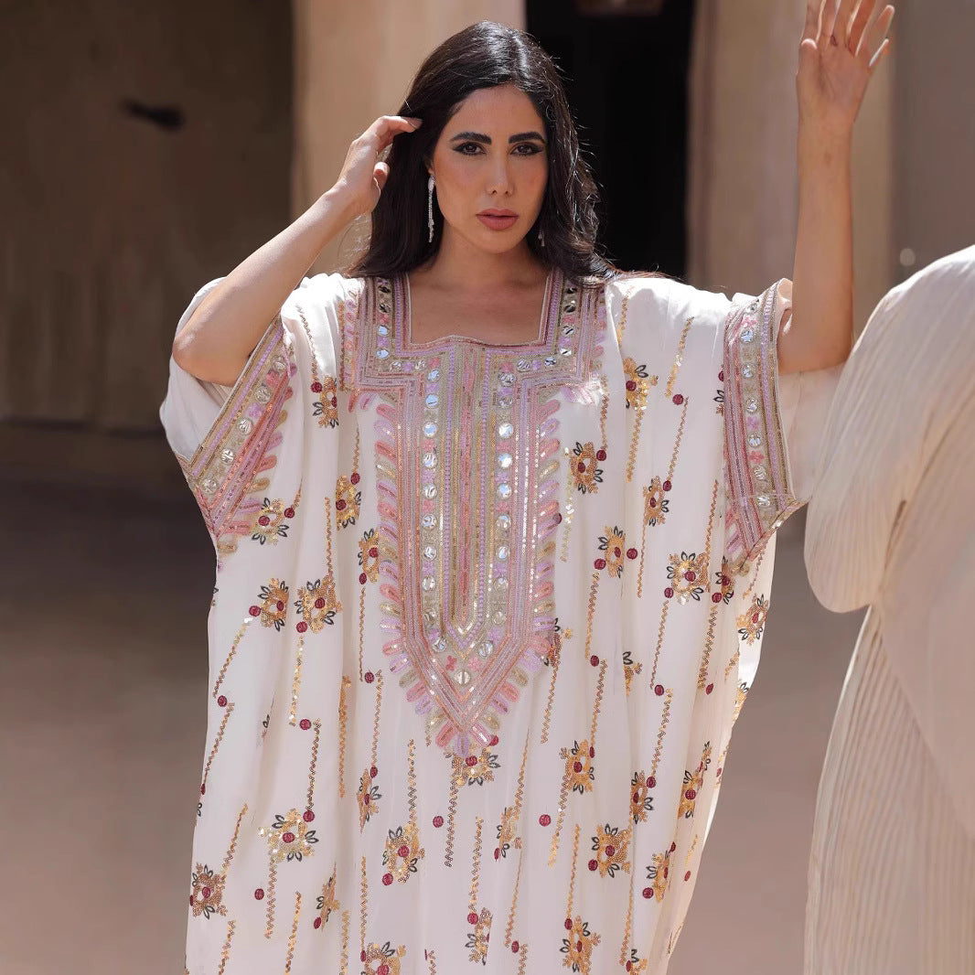 Loose Long Muslim Kaftan With Headscarf
