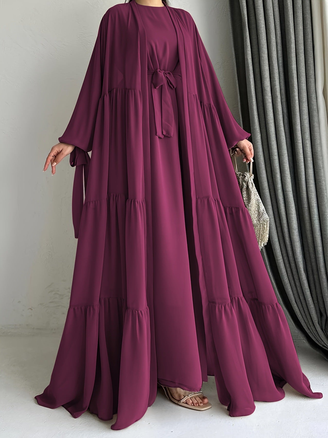 Muslim Solid Color Vest Loose Abaya
