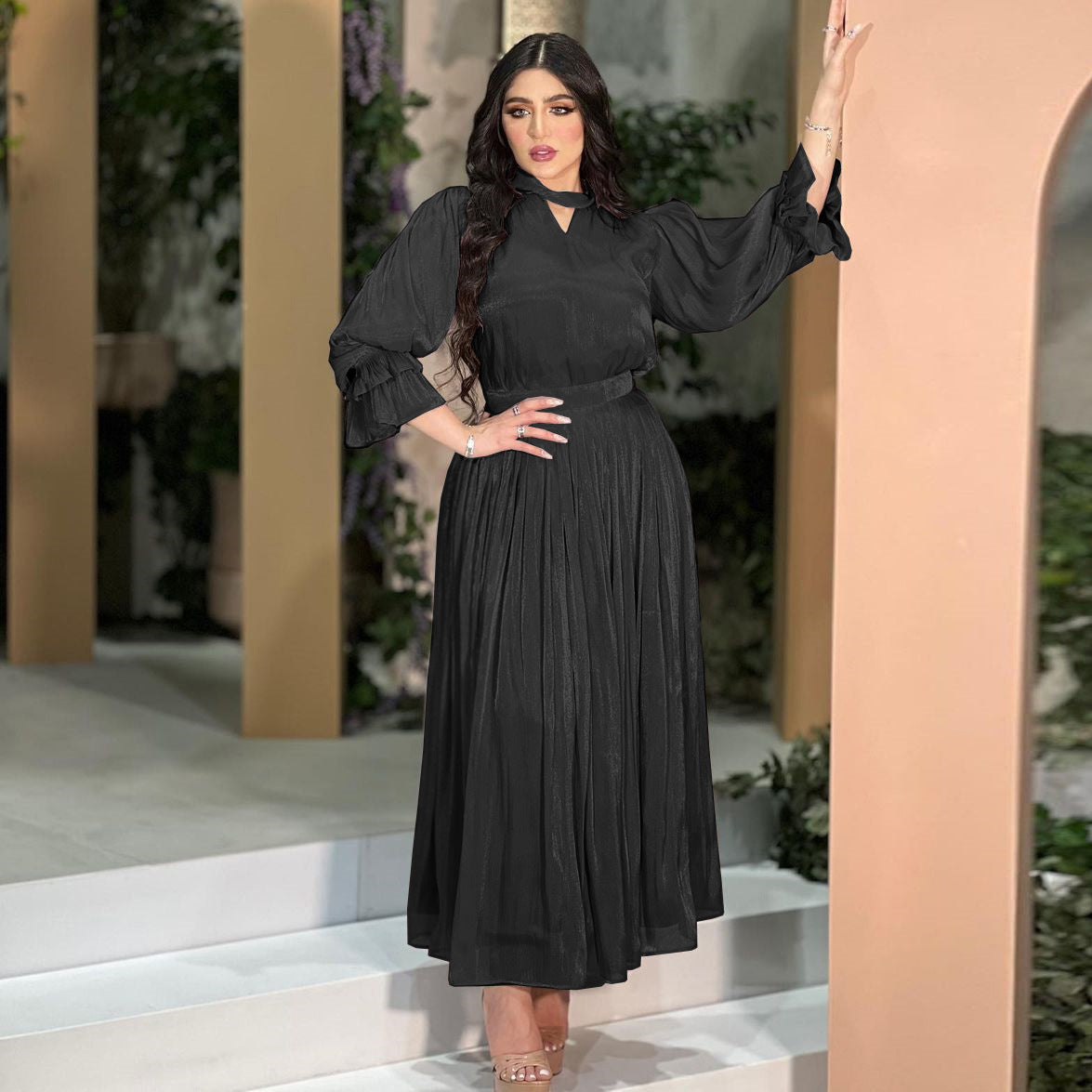 Shiny Silk Satin Women's Skirt Dress