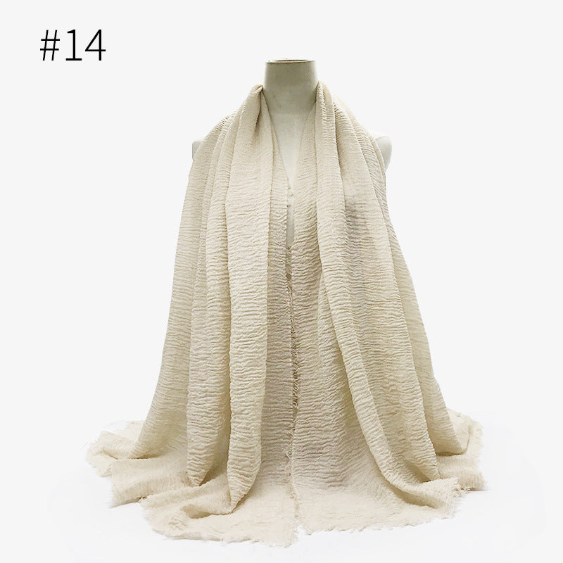 Soft Solid Plain Bubble Cotton Scarf