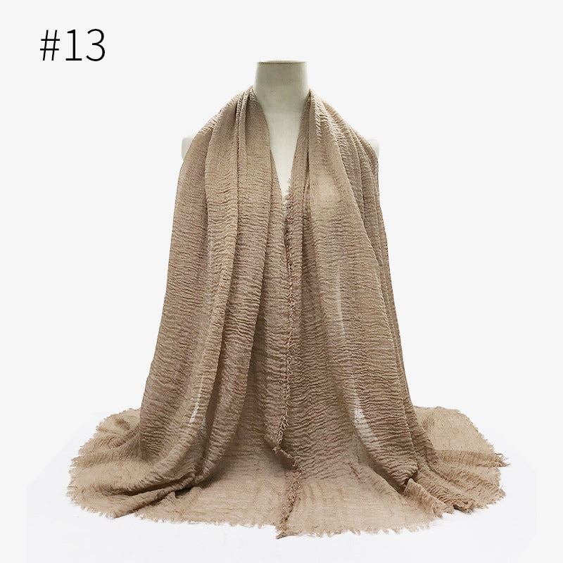 Soft Solid Plain Bubble Cotton Scarf