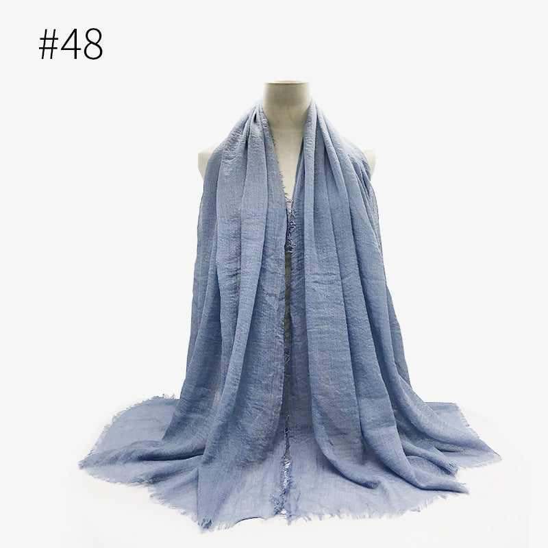 Soft Solid Plain Bubble Cotton Scarf