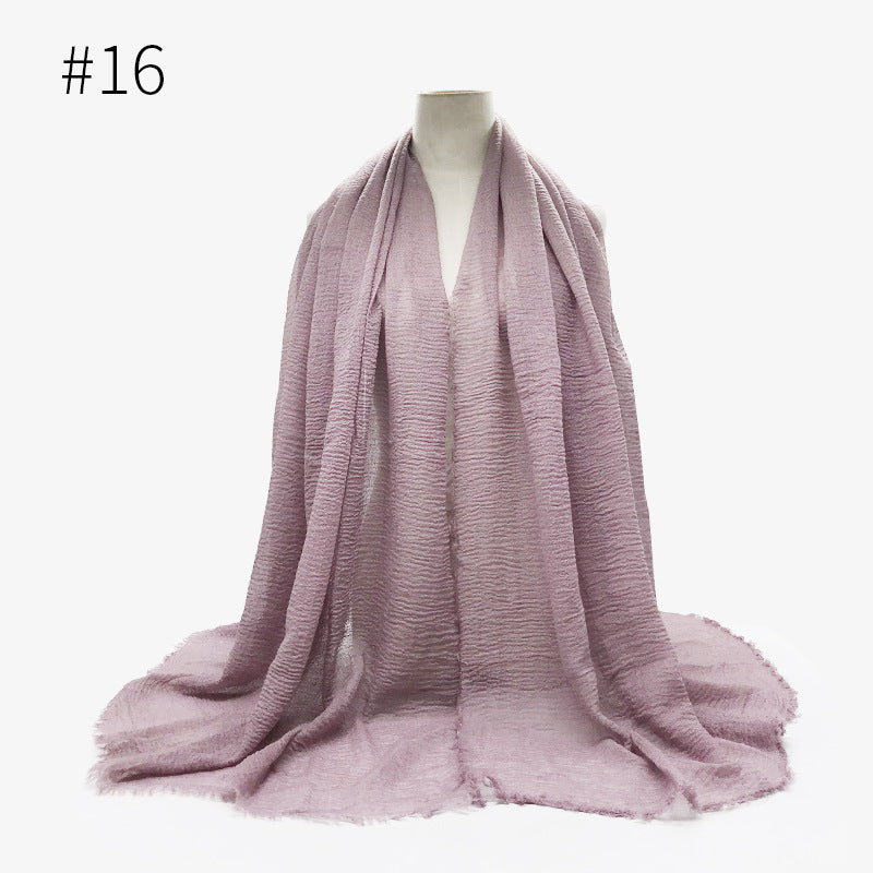 Soft Solid Plain Bubble Cotton Scarf