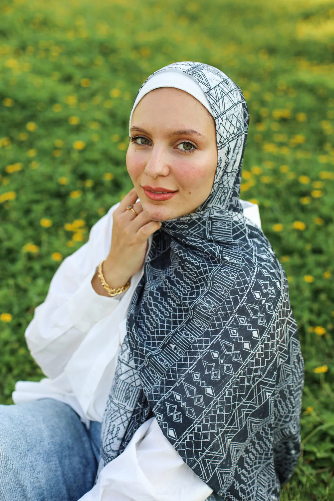 Satin Printed Hijab Headscarf