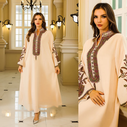 Fashion Muslim Neck Embroidered Robe