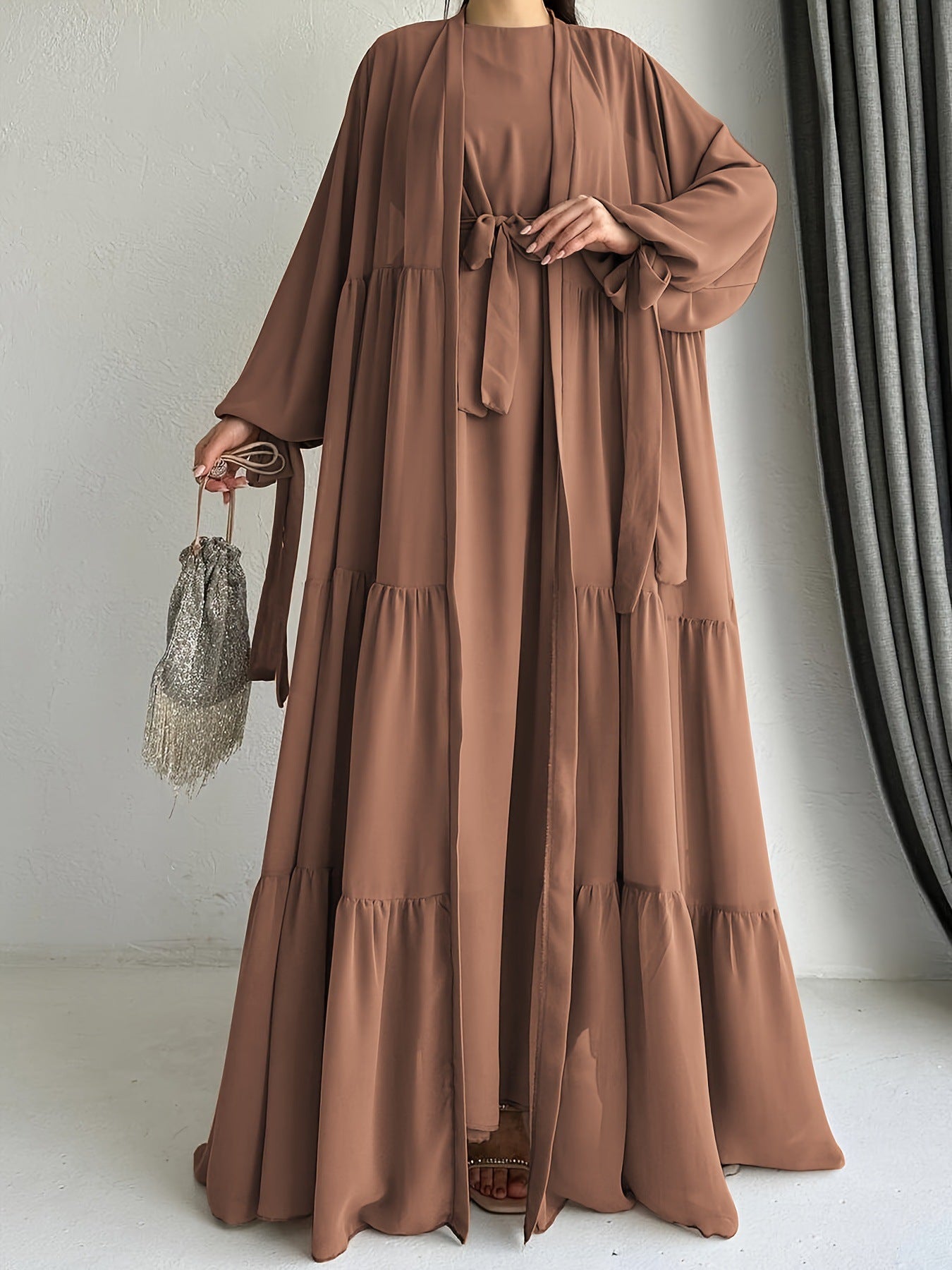Muslim Solid Color Vest Loose Abaya