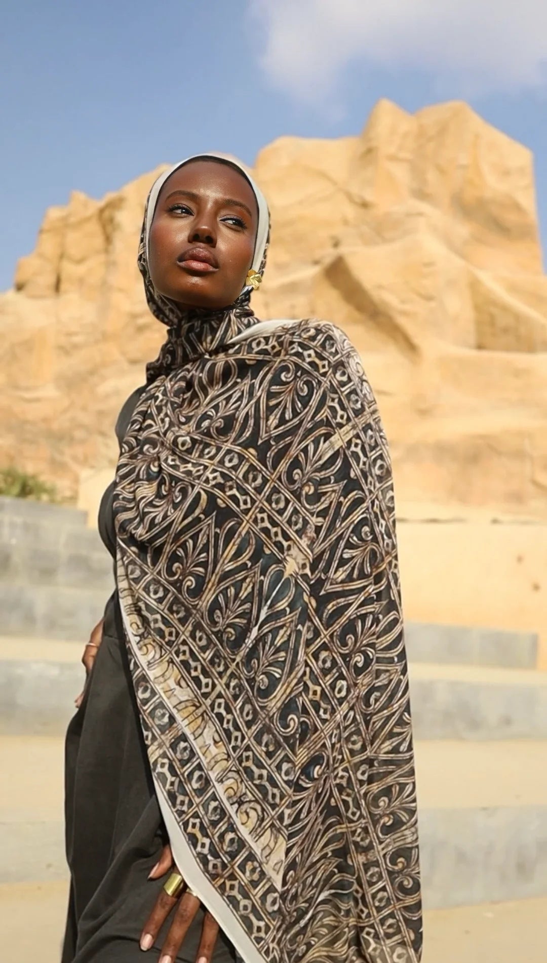 Satin Printed Hijab Headscarf