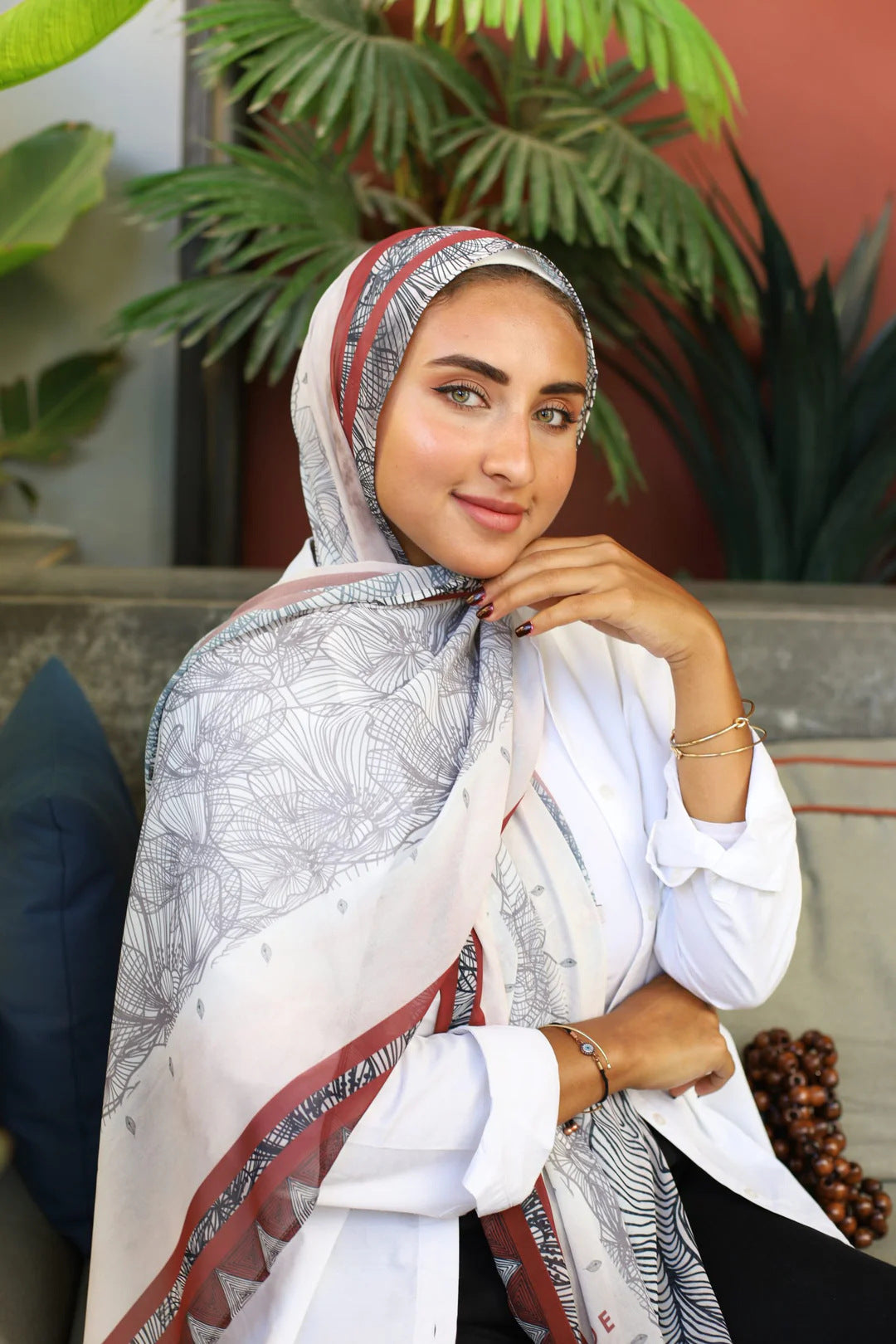 Satin Printed Hijab Headscarf