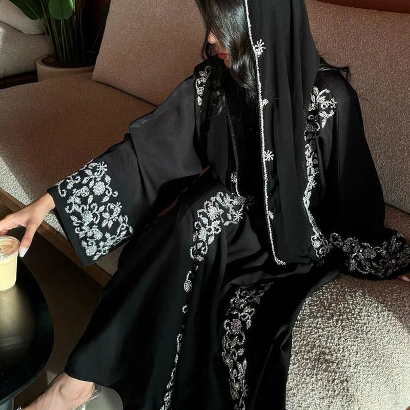 Long Sleeve Floral Embroidered Muslim Dress