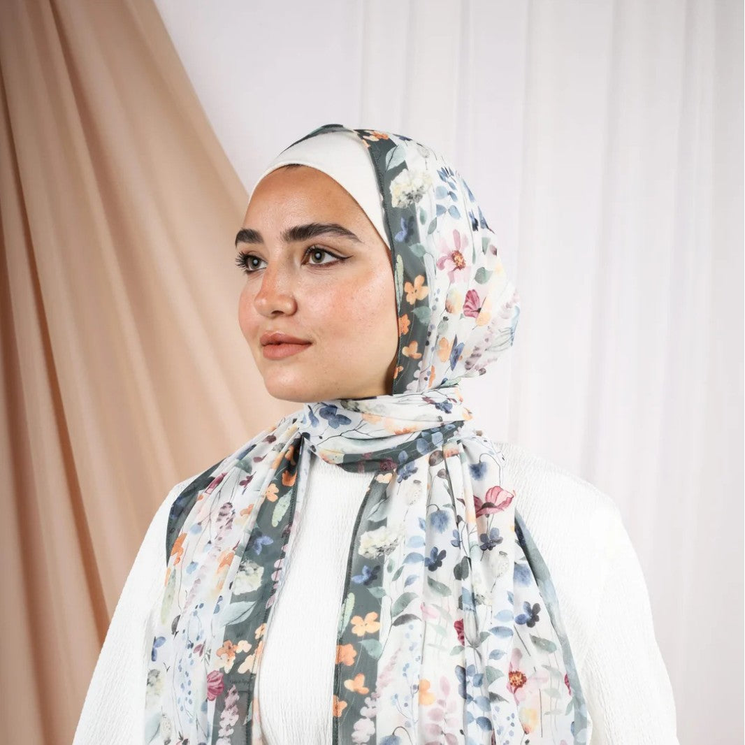 Satin Printed Hijab Headscarf