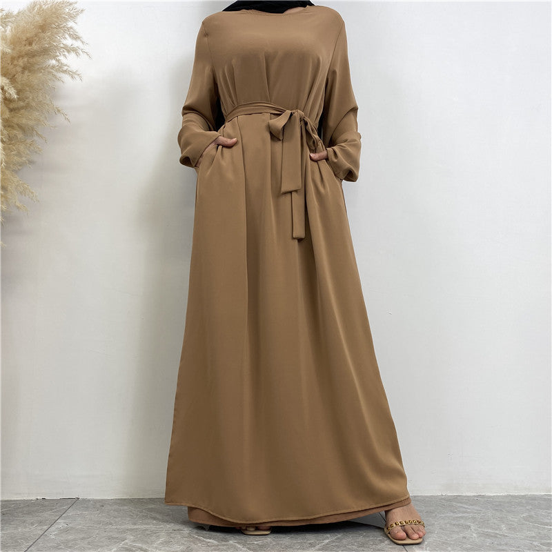 Women's Lace Up Pocket Knot Dress
