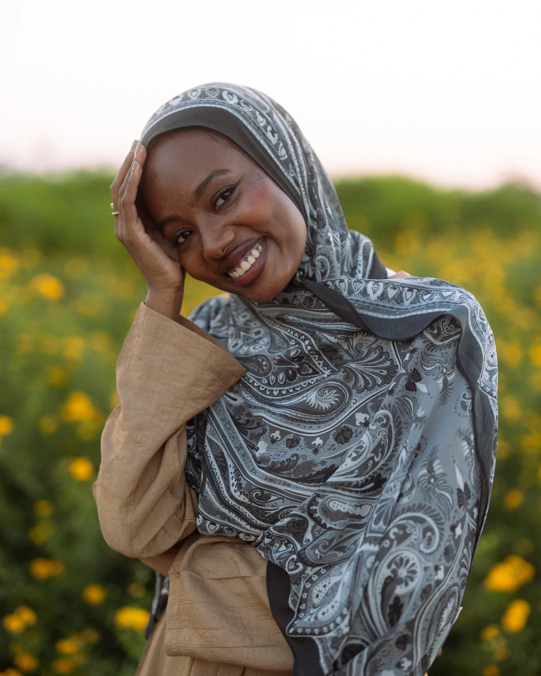 Satin Printed Hijab Headscarf