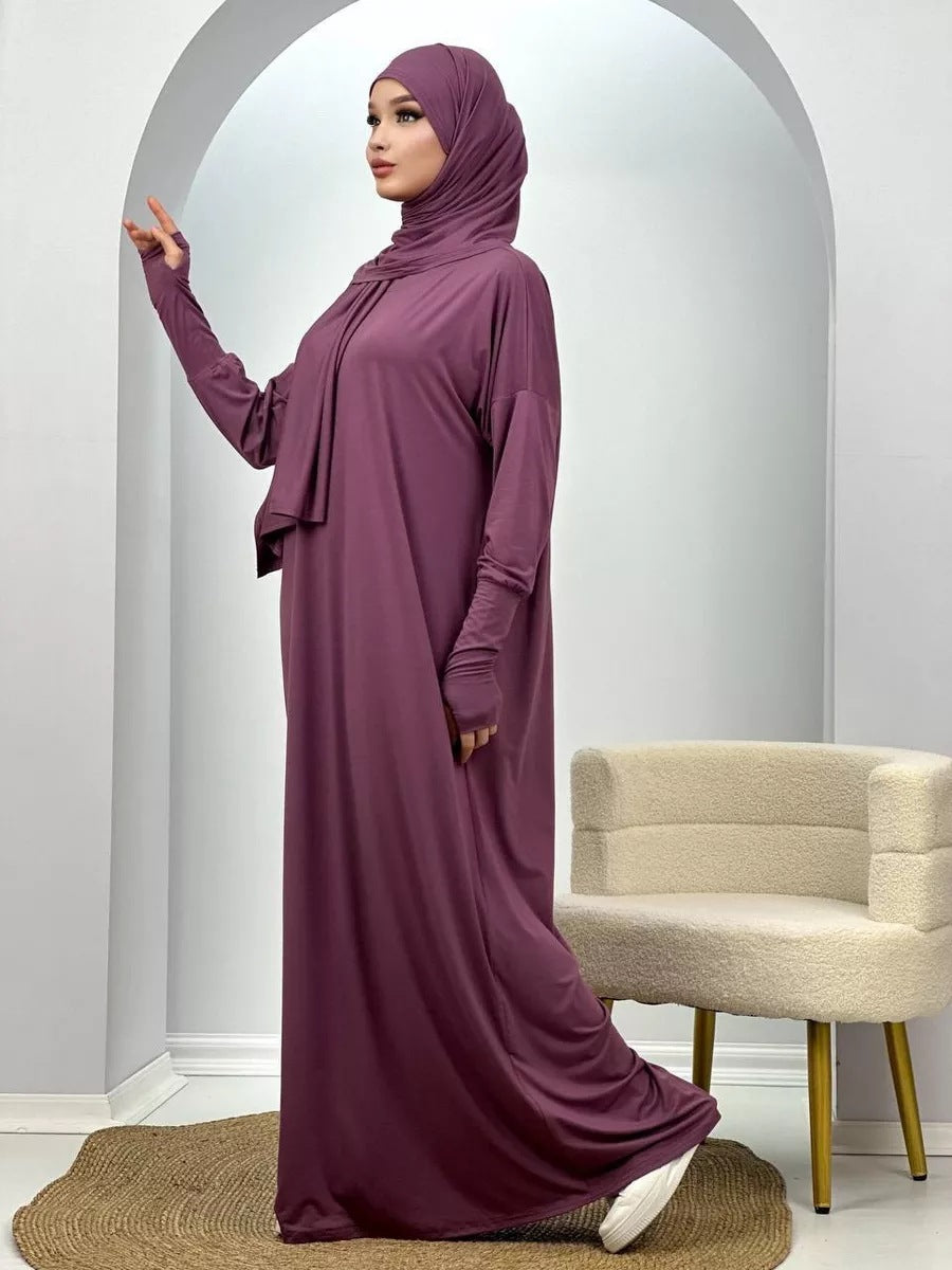 Women's Shiny Hand Covered Polyester Abaya