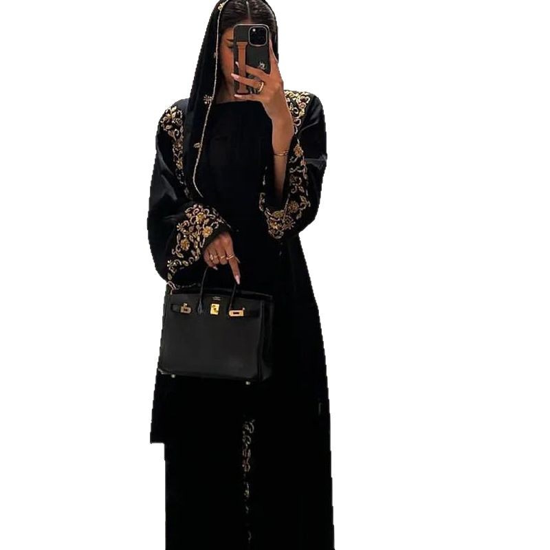 Long Sleeve Floral Embroidered Muslim Dress