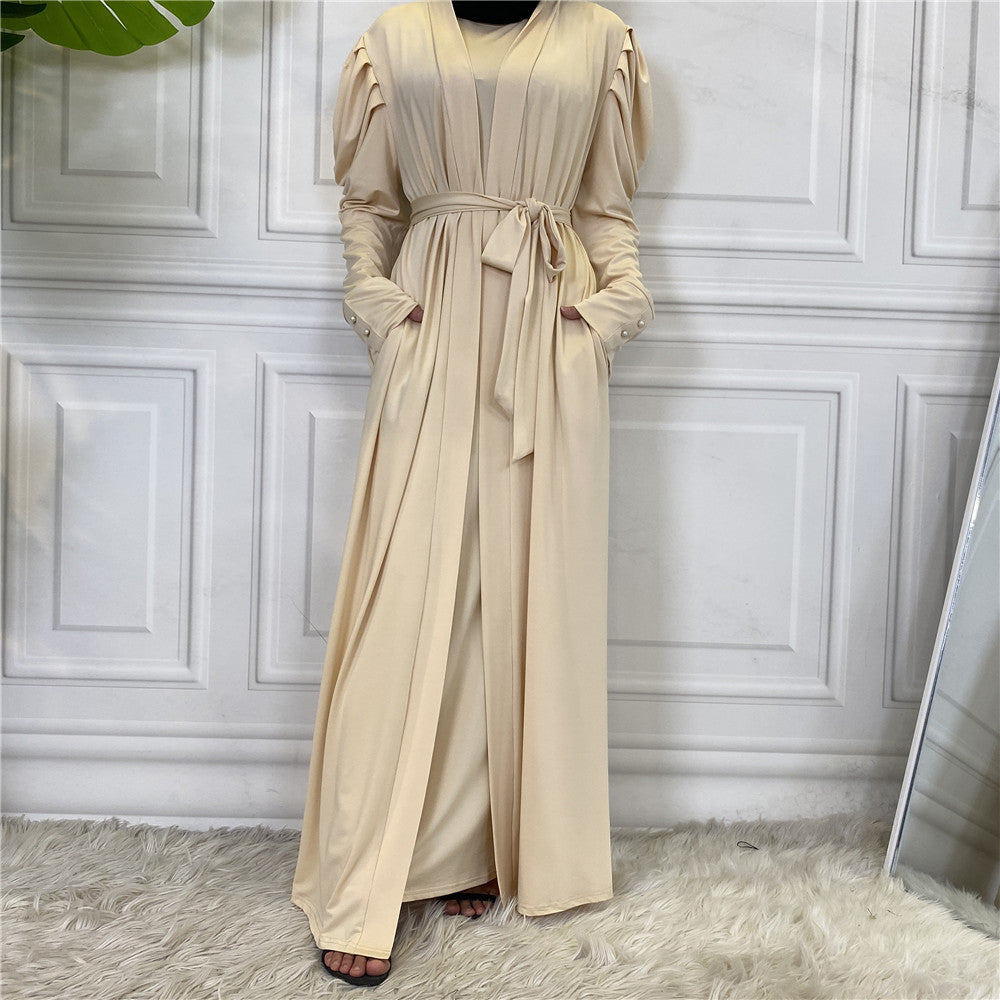 Fashion Women's Solid Muslim Cardigan Abaya