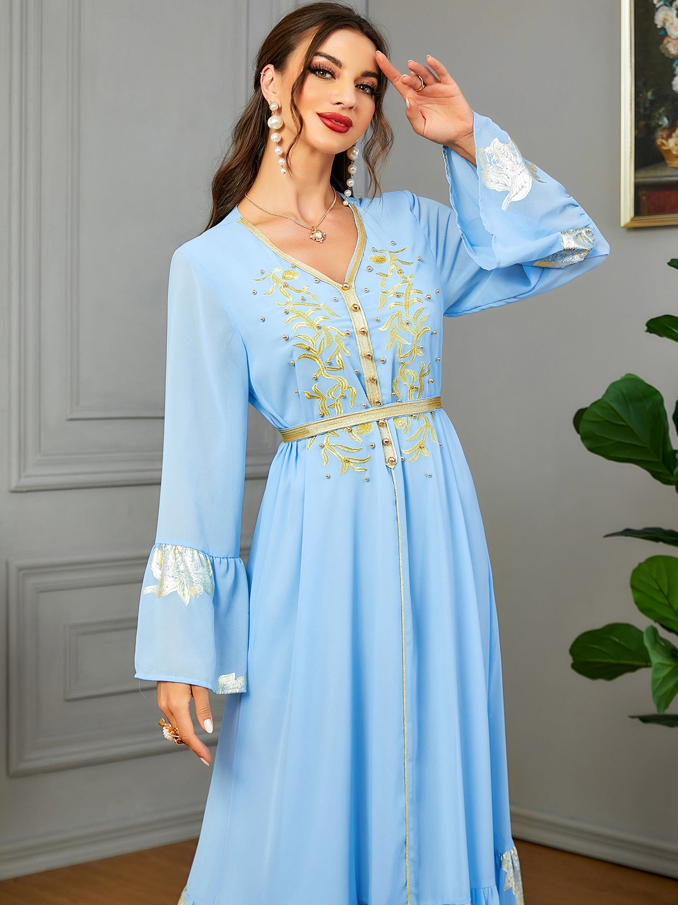 Women's Muslim Kaftan Dress With Belt